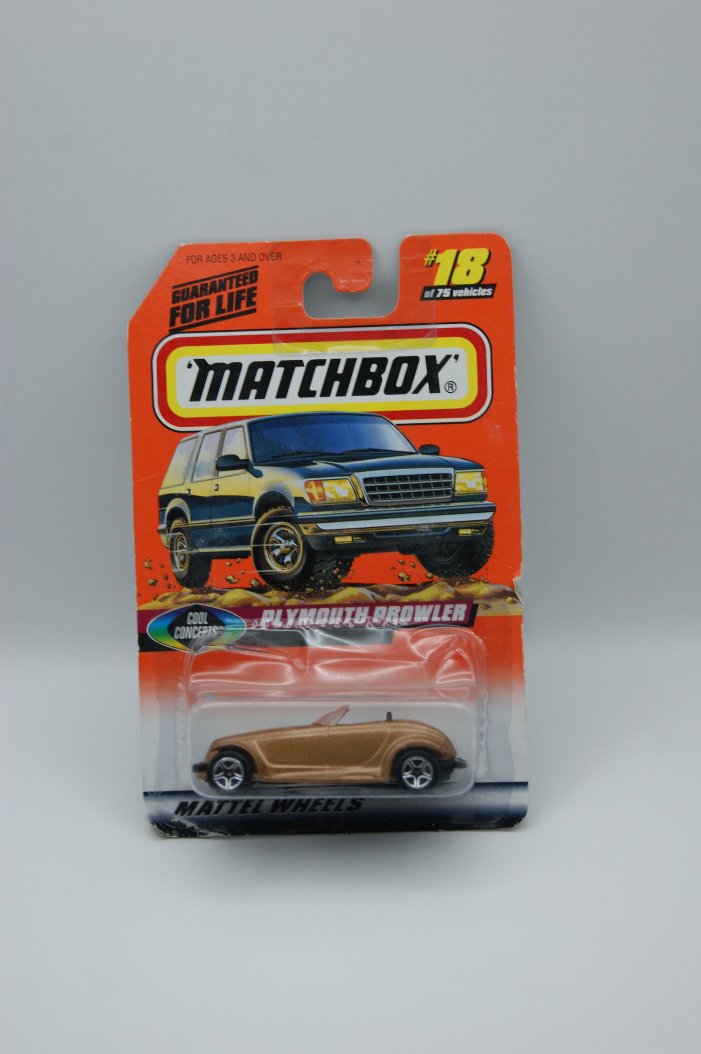 Matchbox Plymouth Prowler Gold #18/75 Cool Concepts US Modell Long Card OVP