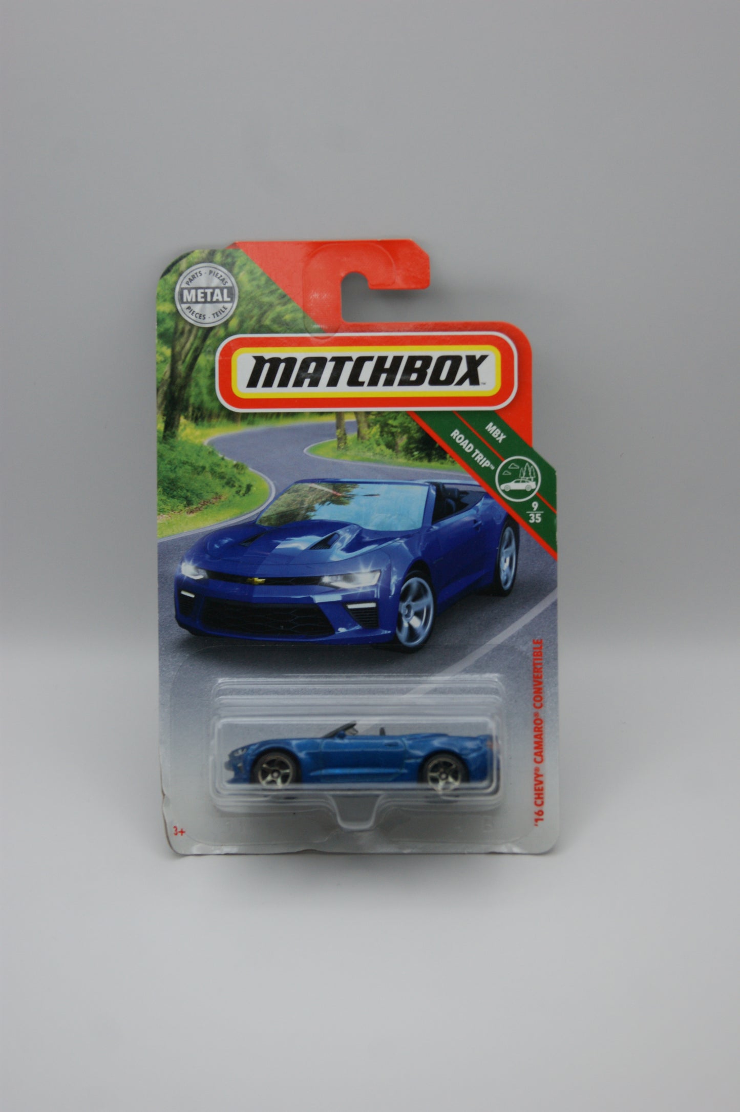Matchbox ’16 Chevy Camaro Convertible MBX Road Trip 9/35 US Modell Long Card OVP
