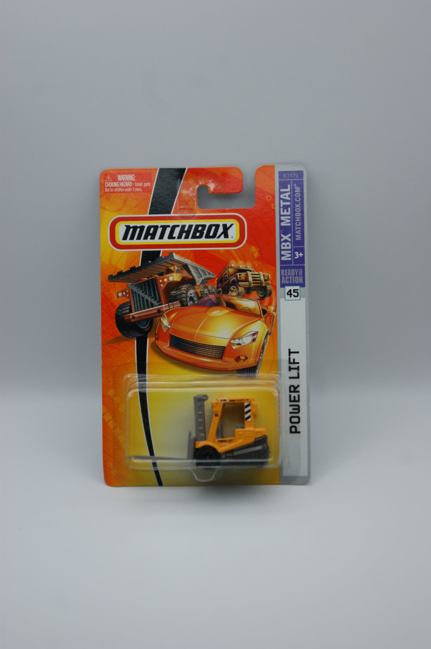 Matchbox Power Lift Gabelstapler Gelb #45/75 MBX Metal 2007 US Long Card OVP