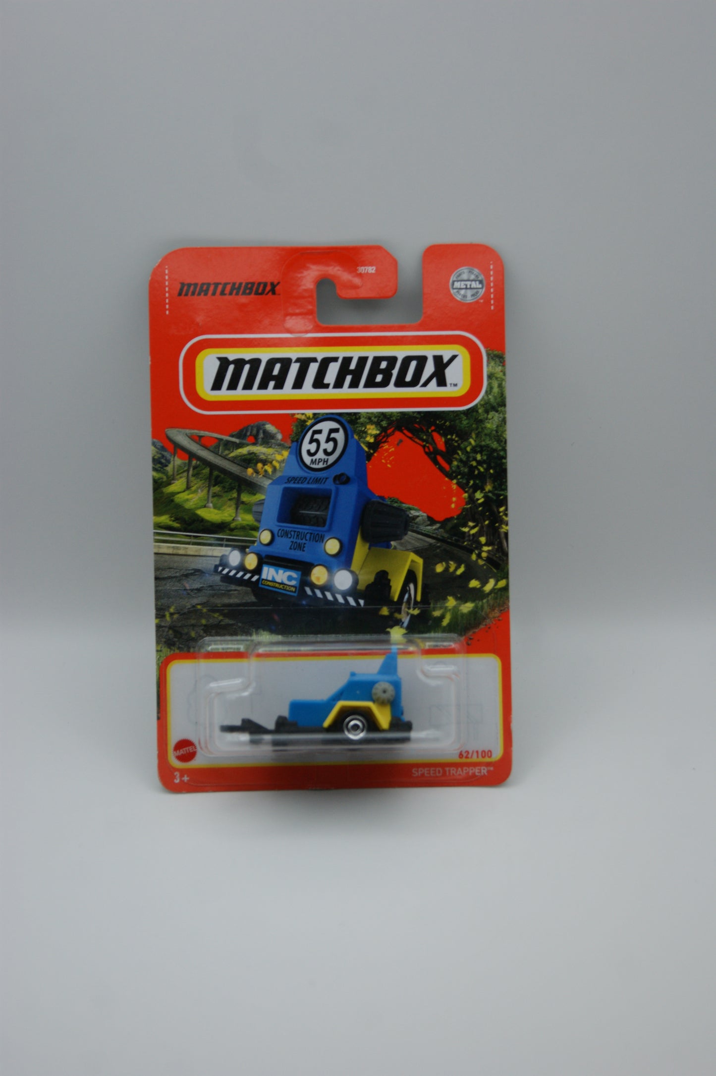 Matchbox Speed Trapper Construction 62/100 Blau Gelb US Modell Long Card OVP