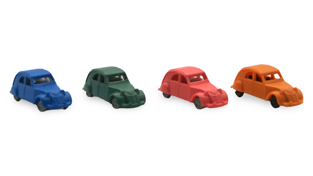 Citroën 2CV Ente 4er Set Spur N 1:160 blau grün rot orange – Hersteller unbekannt