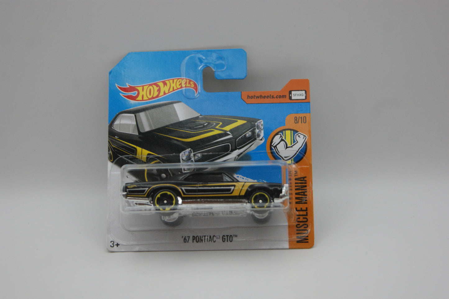 Hot Wheels ’67 Pontiac GTO 2017 Muscle Mania 8/10 69/365 Schwarz Gelb Short Card OVP