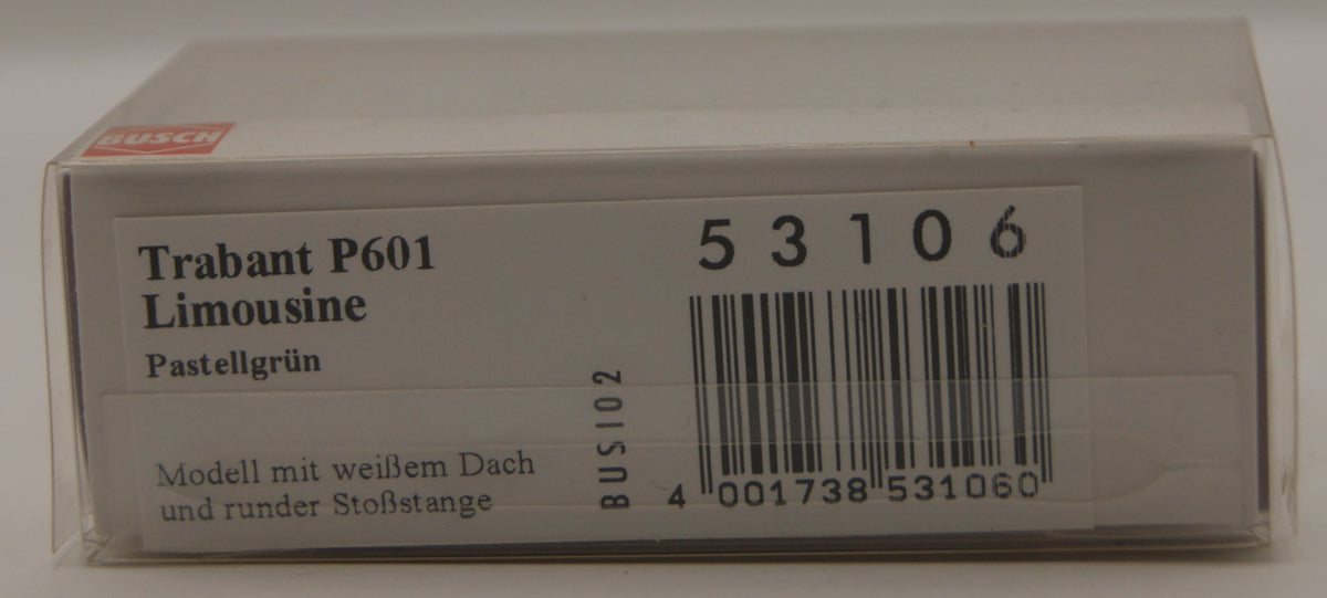 Busch 53106 Trabant P601 Limousine Pastellgrün Weißes Dach H0 1:87 OVP