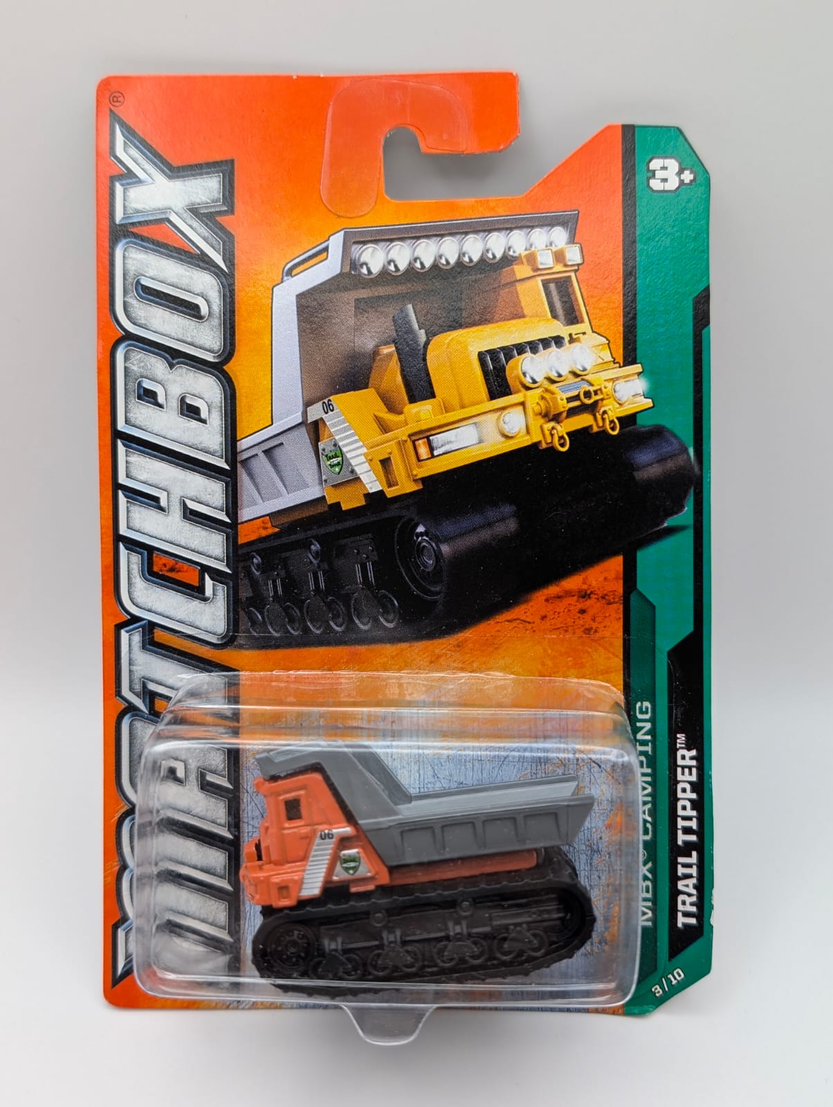 Matchbox Trail Tipper Kettenkipper MBX Camping 8/10 US Long Card OVP