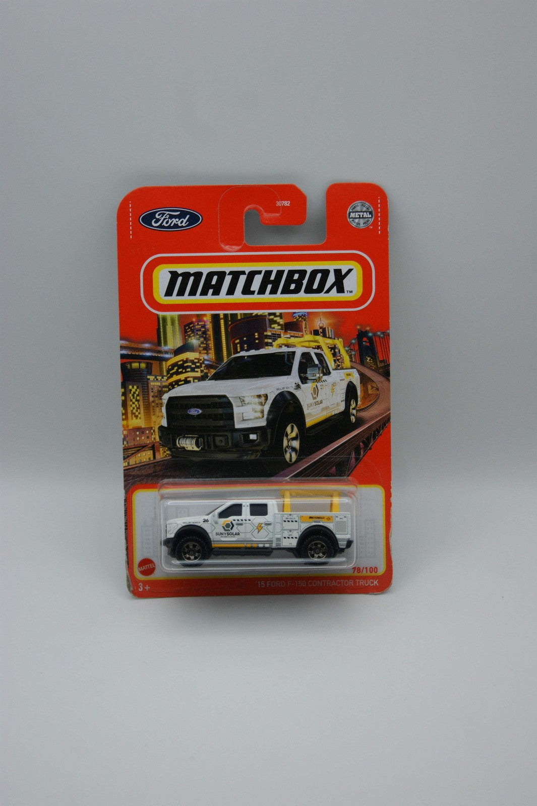 Matchbox ’15 Ford F-150 Contractor Truck Sunny Solar 78/100 US Long Card OVP