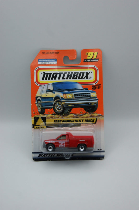 Matchbox Ford Dump Utility Truck Build It #91/100 US Modell Long Card OVP