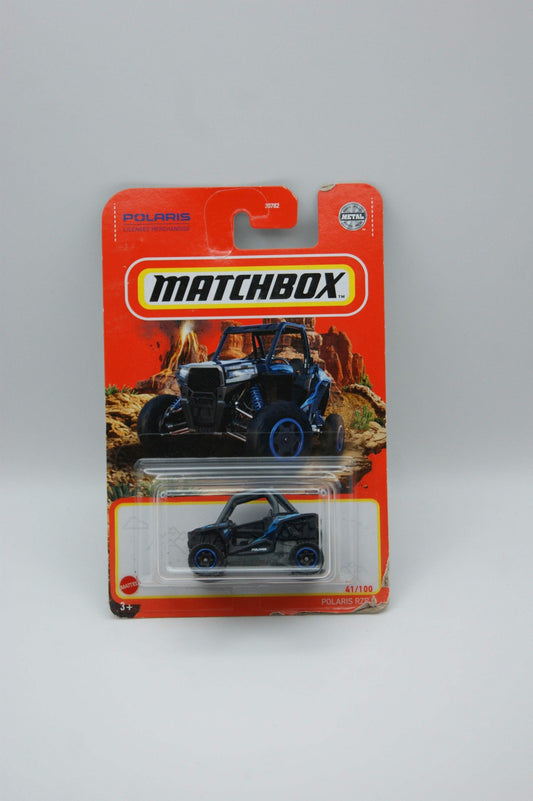 Matchbox Polaris RZR Schwarz Blau 41/100 MBX Off-Road US Modell Long Card OVP