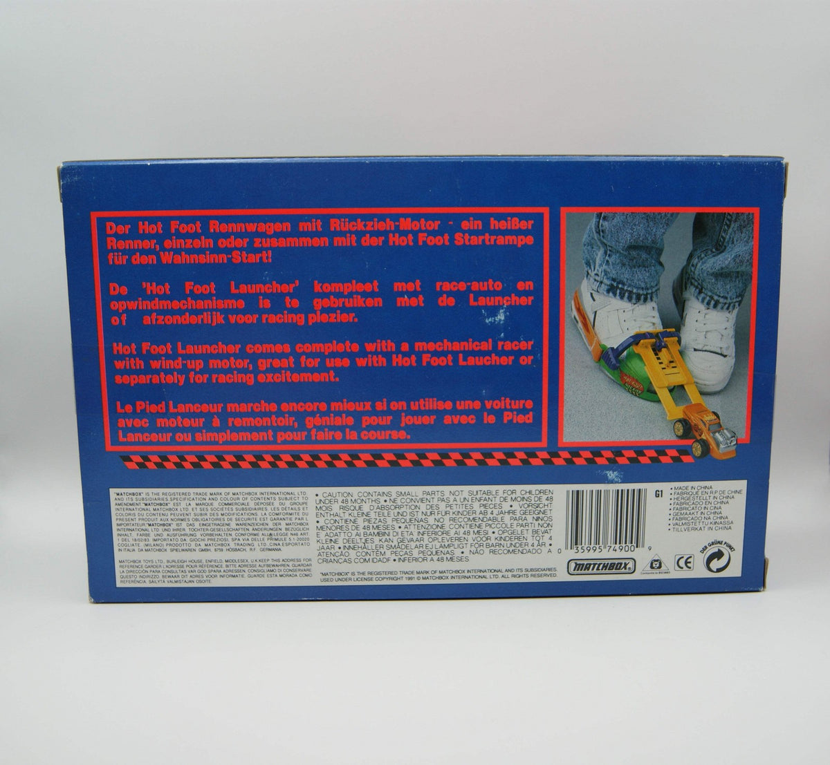 Matchbox Hot Foot Racers HF900 Startrampe mit Rückziehauto 1991 OVP