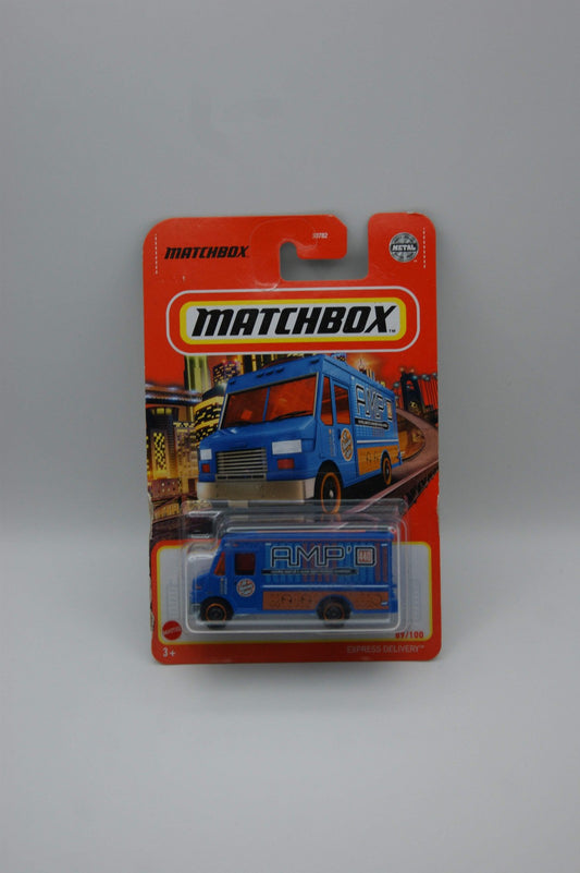 Matchbox Express Delivery AMP Blau 89/100 MBX Metro US Modell Long Card OVP