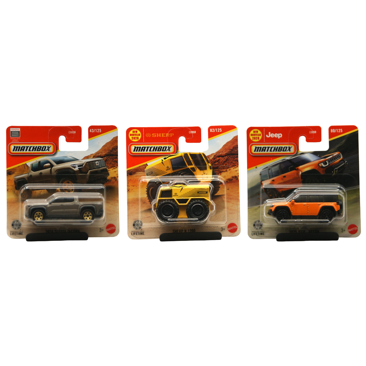 Matchbox 3er Set Jeep Recon SHERP N1200 Toyota Tacoma SUV Offroad 1:64 OVP