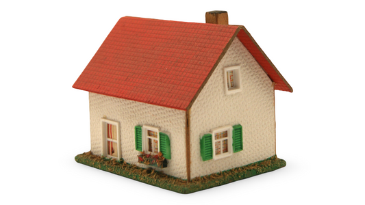 DDR Modellhaus Wohnhaus rotes Dach grüne Fensterläden TT 1:120 Vintage