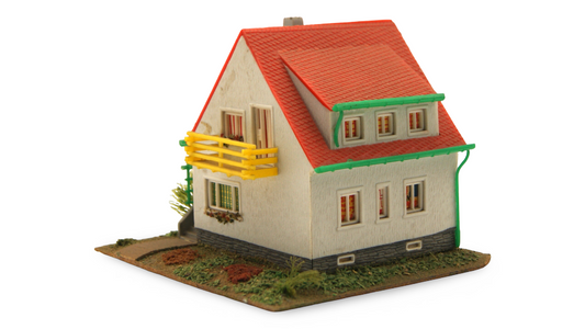 DDR Wohnhaus mit Balkon Pergola & Garten TT 1:120 Vintage Modellhaus