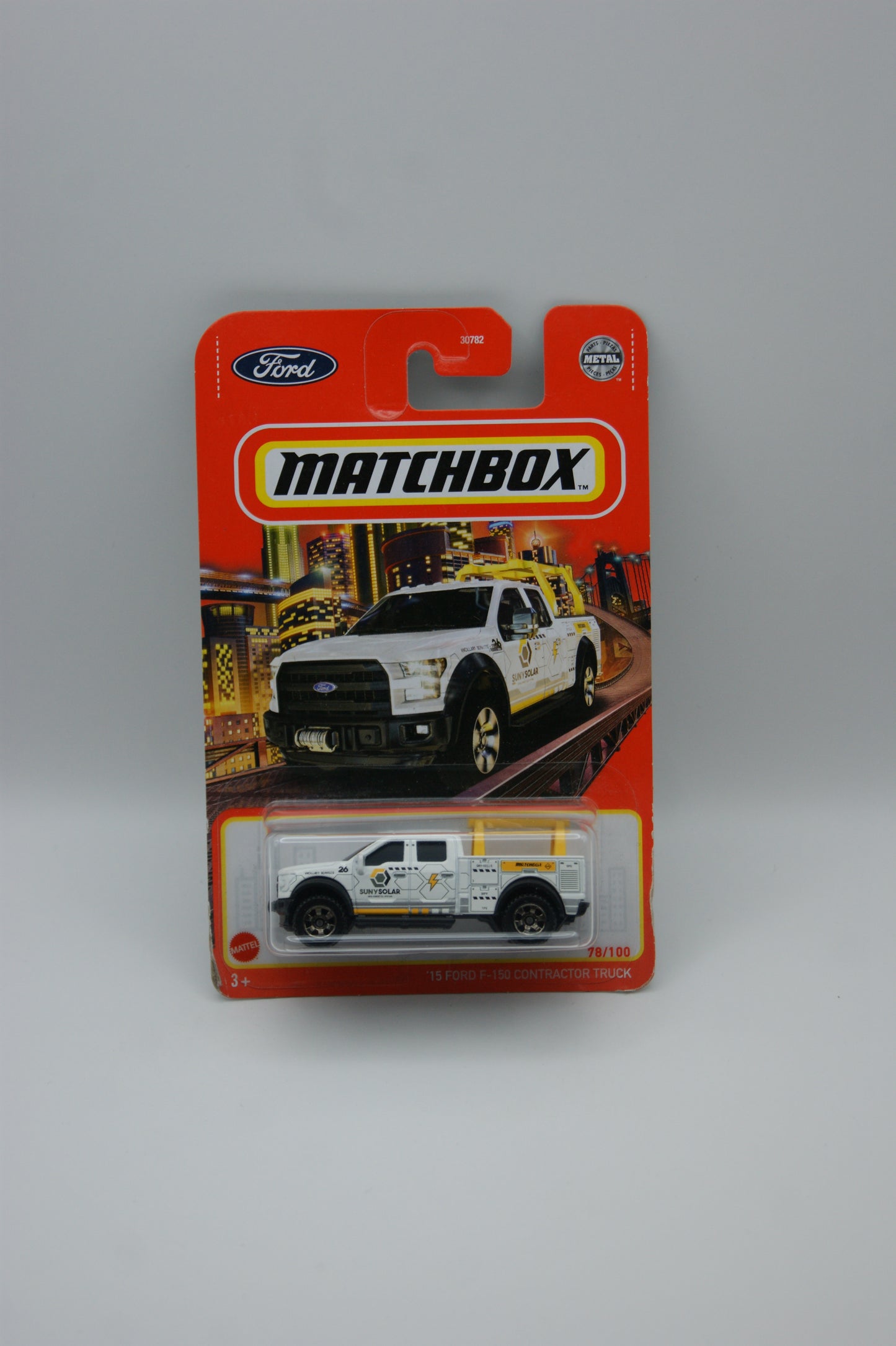 Matchbox ’15 Ford F-150 Contractor Truck Sunny Solar 78/100 US Long Card OVP
