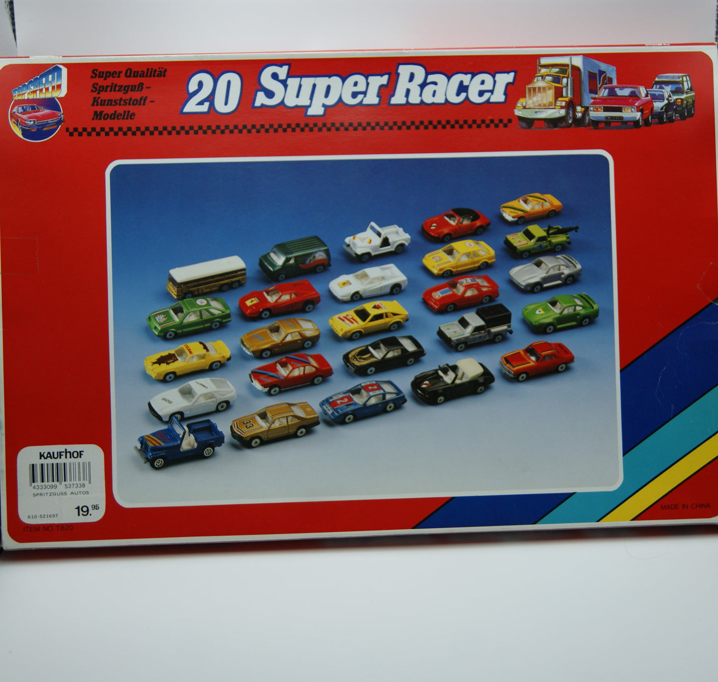 20 Super Racer Modellautos Set Spritzguss Kunststoff OVP Vintage 80er/90er
