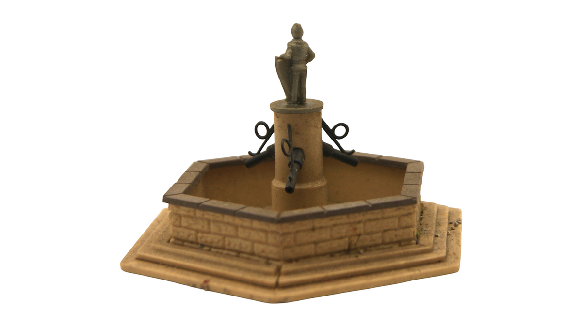 Spur TT 1:120 Dorfbrunnen mit Figur – Historischer Marktbrunnen