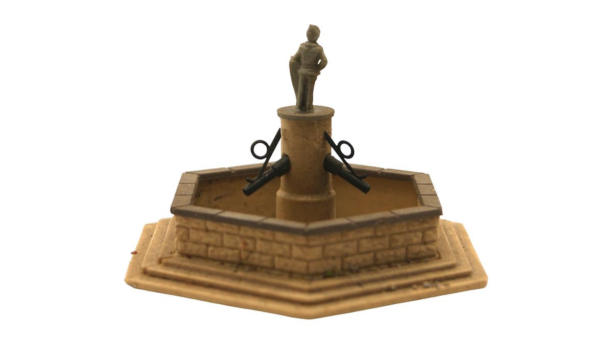 Spur TT 1:120 Dorfbrunnen mit Figur – Historischer Marktbrunnen