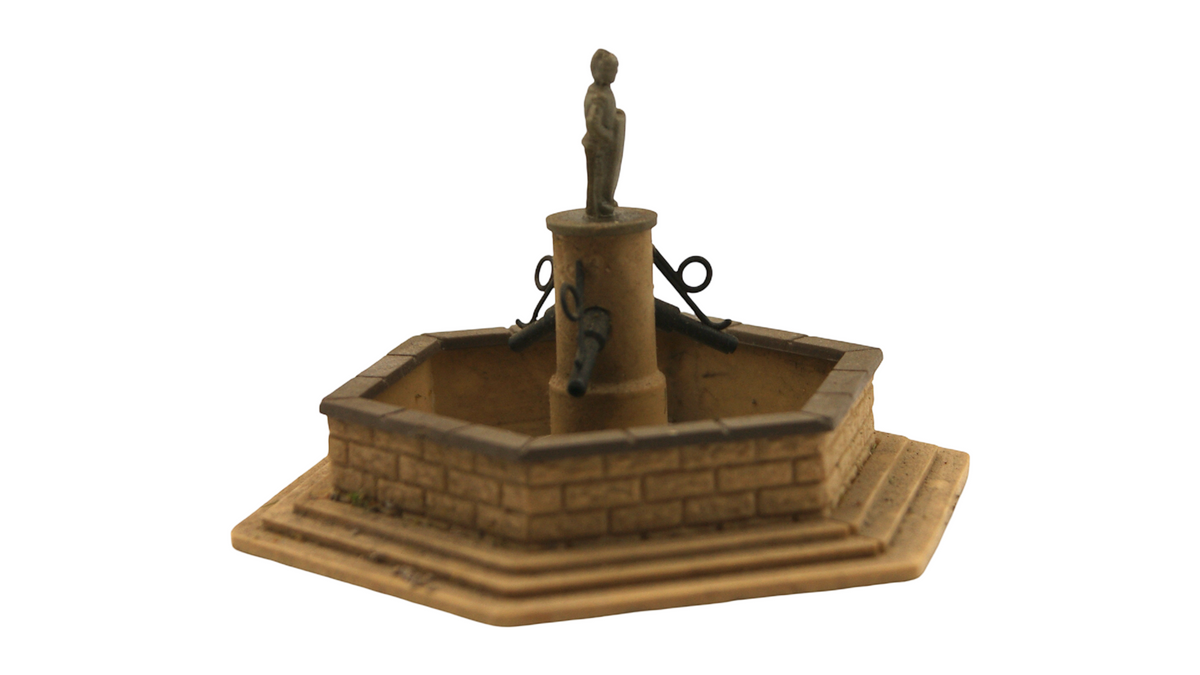 Spur TT 1:120 Dorfbrunnen mit Figur – Historischer Marktbrunnen