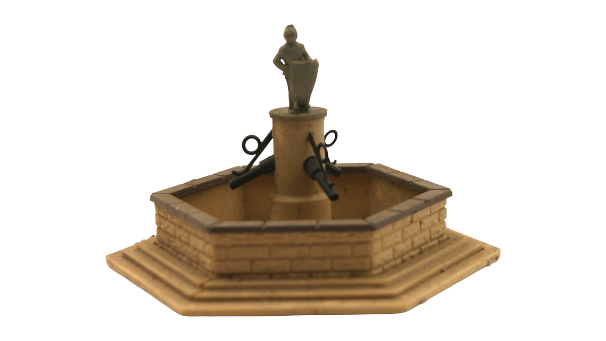 Spur TT 1:120 Dorfbrunnen mit Figur – Historischer Marktbrunnen