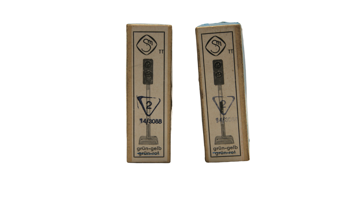 2x DDR Lichtsignal 14/3088 Spur TT 1:120 Grün/Gelb mit OVP