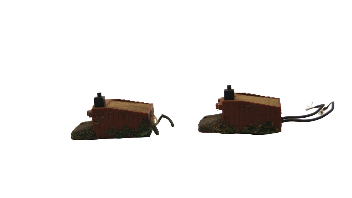 2x Spur TT Prellbock 1:120 beleuchtet – Braun – Modellbahn Gleisabschluss