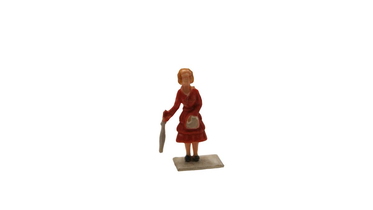 Spur TT 1:120 – 4 Figuren Passanten, Frau mit Hund & Bahnpersonal