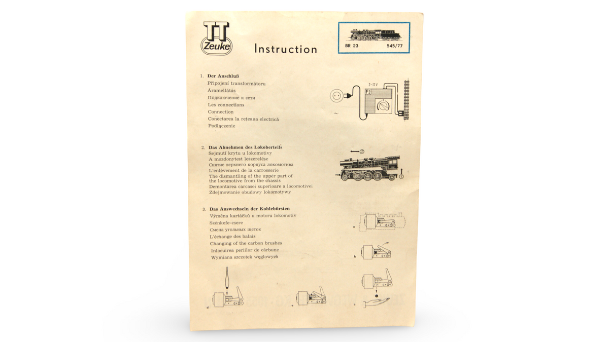 Zeuke BR 23 545/77 Wartungsanleitung DDR Spur TT 1:120 Original