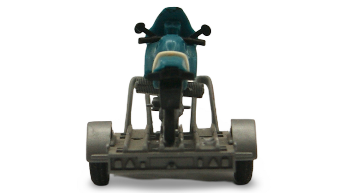 Motorrad mit Transportanhänger 1:87 H0 Blau Weiß Prägung 23 838