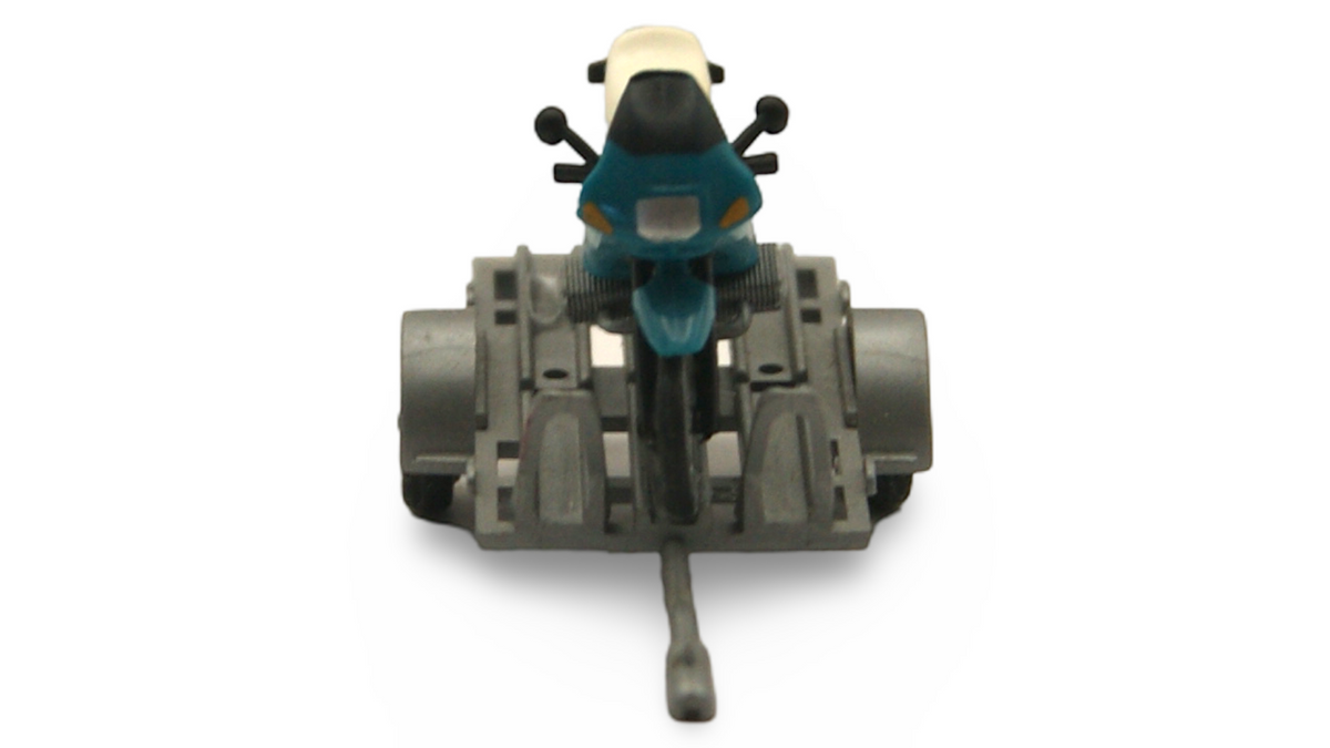 Motorrad mit Transportanhänger 1:87 H0 Blau Weiß Prägung 23 838