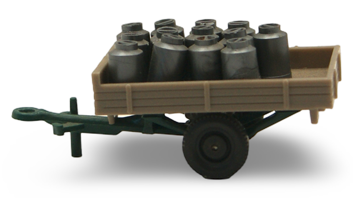 Wiking 1:87 H0 Milchtransport Anhänger mit Milchkannen – Eigenbau