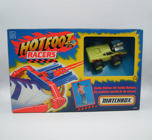 Matchbox Hot Foot Racers HF900 Startrampe mit Rückziehauto 1991 OVP