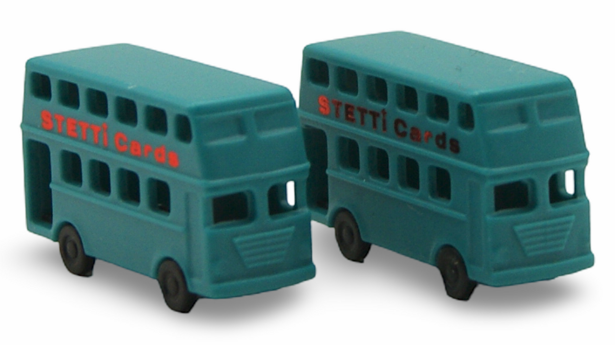 1:160 Spur N Doppeldeckerbus „STETTI Cards“ – 2er-Set