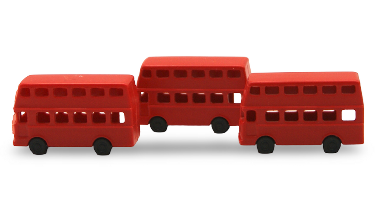 3× Doppeldeckerbus Rot – 1:160 Spur N