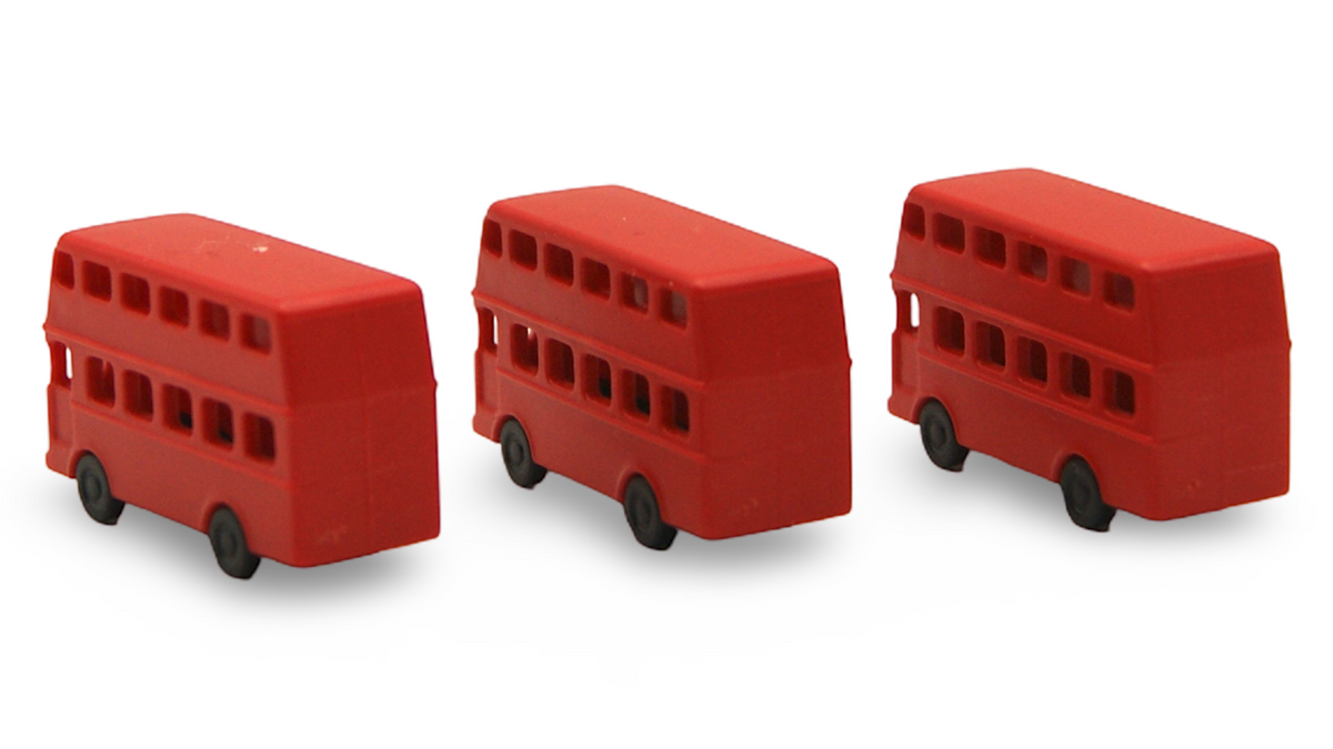 3× Doppeldeckerbus Rot – 1:160 Spur N