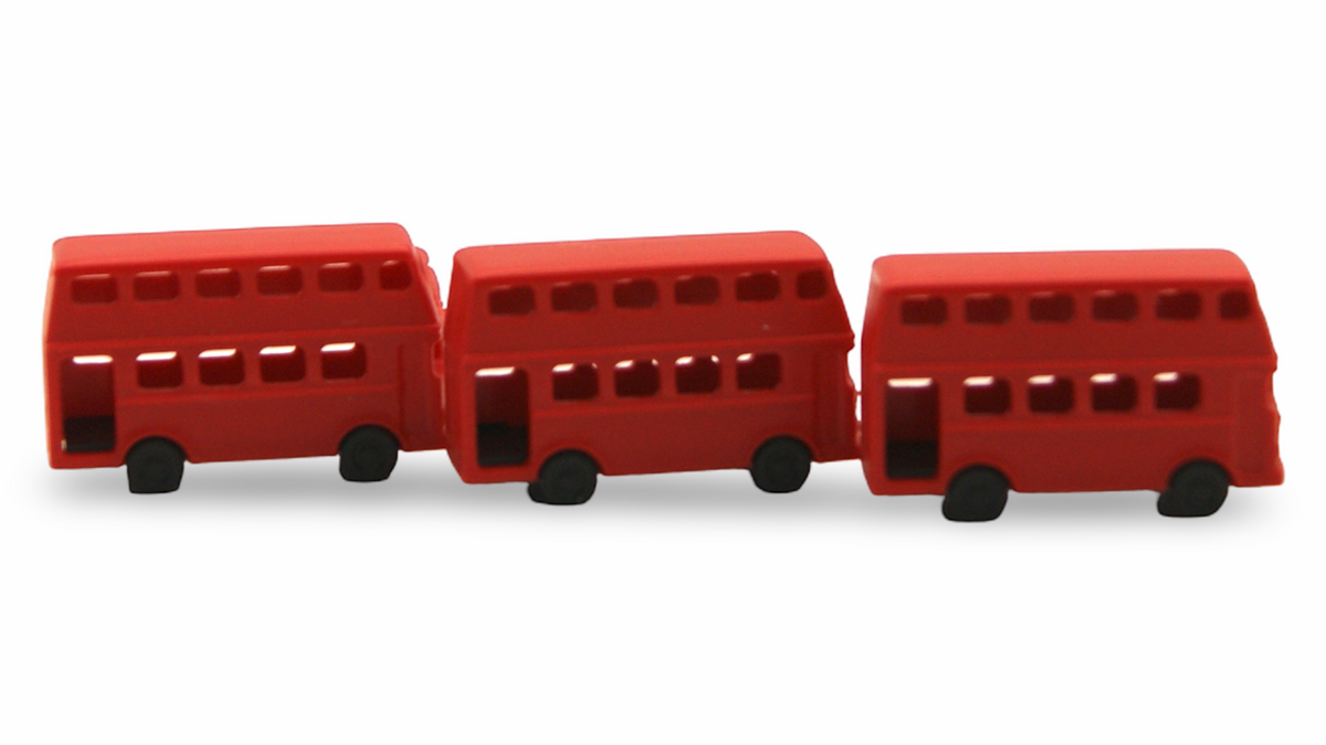 3× Doppeldeckerbus Rot – 1:160 Spur N