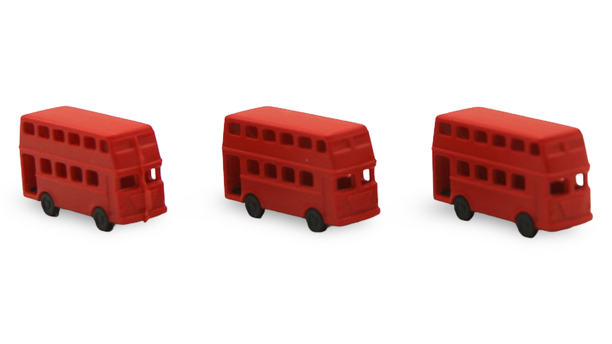 3× Doppeldeckerbus Rot – 1:160 Spur N