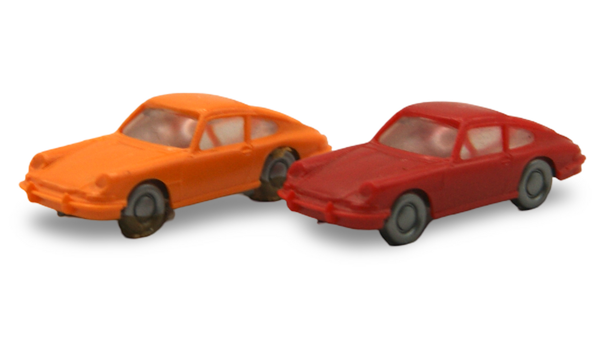 Wiking Porsche 911 2er Set Spur N 1:160 rot & orange Modellauto