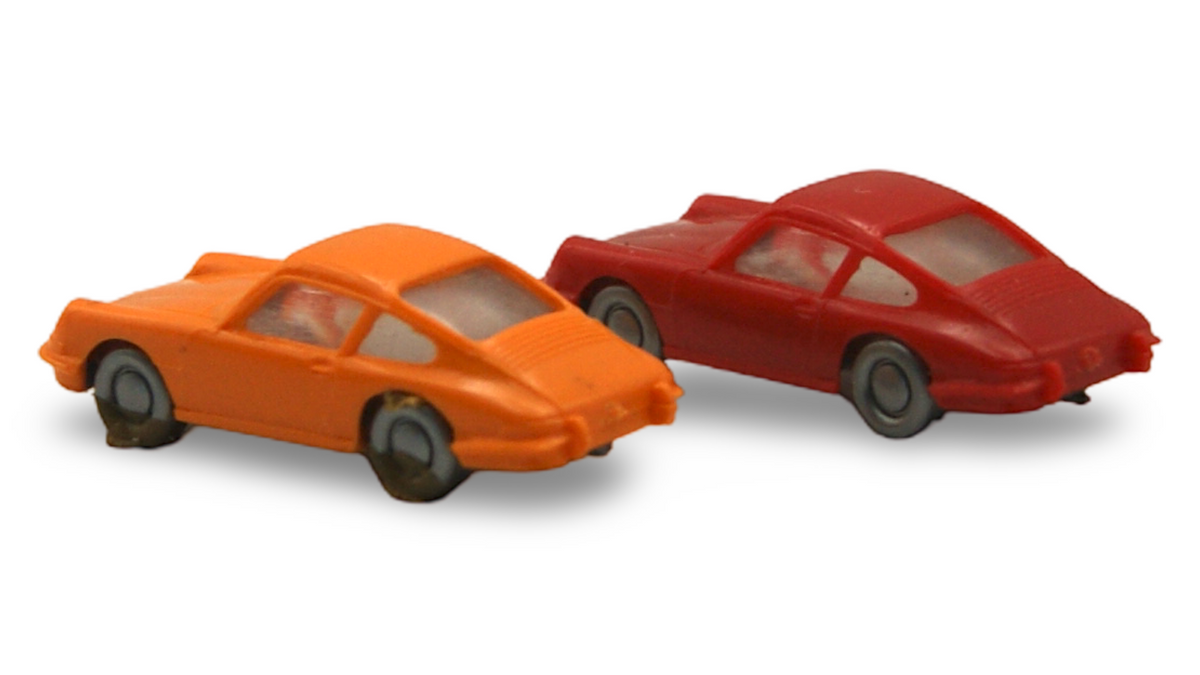 Wiking Porsche 911 2er Set Spur N 1:160 rot & orange Modellauto