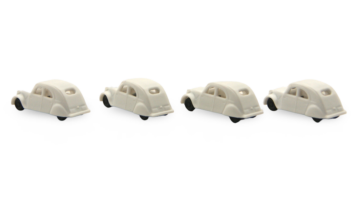Citroën 2CV Ente 4er Set Spur N 1:160 weiß – Hersteller unbekannt