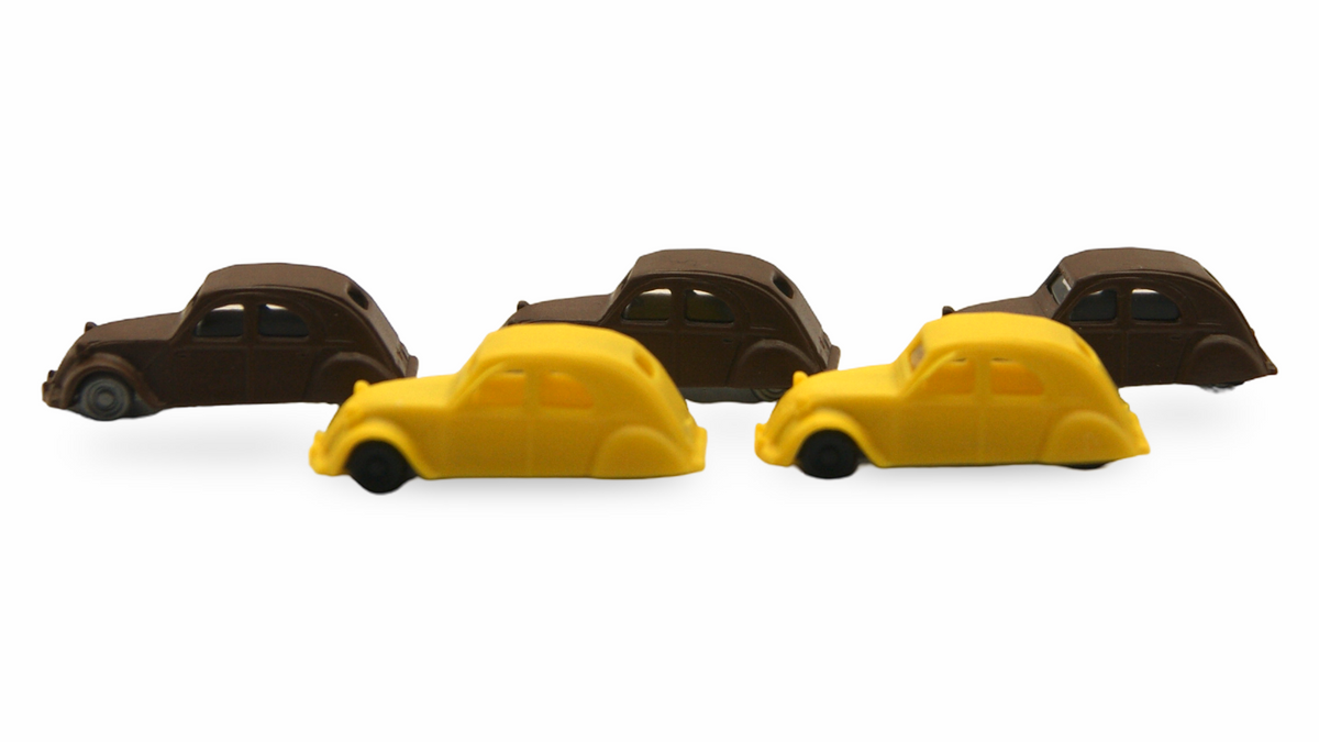 Citroën 2CV Ente 5er Set Spur N 1:160 braun & gelb – Hersteller unbekannt