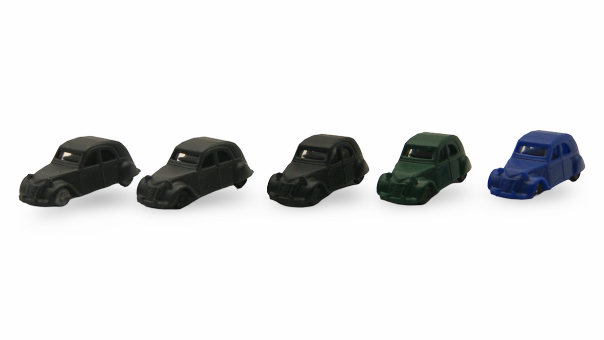 Citroën 2CV Ente 5er Set Spur N 1:160 schwarz grün blau – Hersteller unbekannt