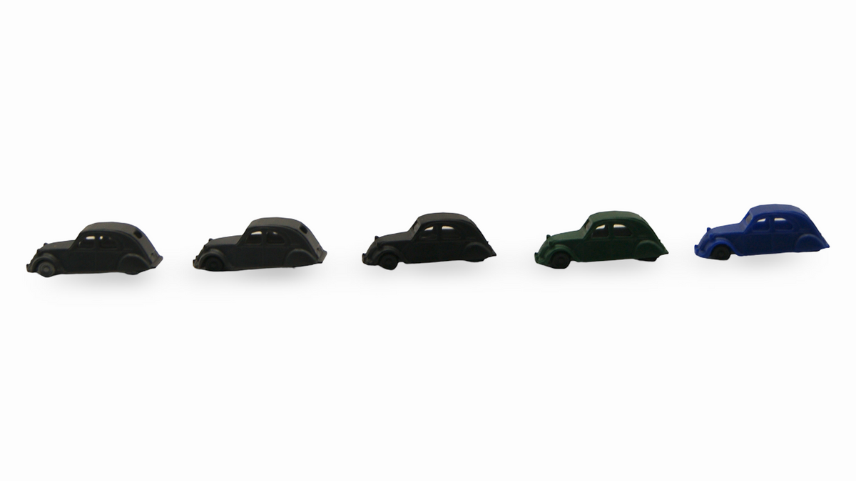 Citroën 2CV Ente 5er Set Spur N 1:160 schwarz grün blau – Hersteller unbekannt