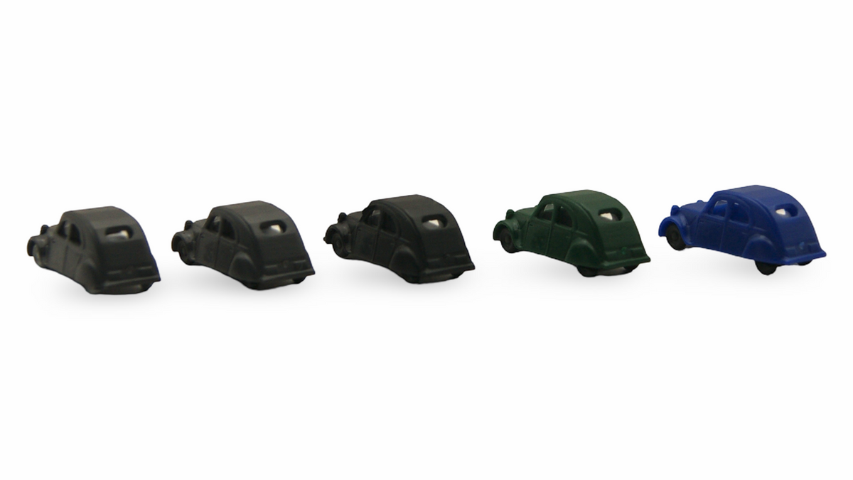 Citroën 2CV Ente 5er Set Spur N 1:160 schwarz grün blau – Hersteller unbekannt