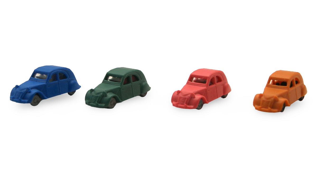 Citroën 2CV Ente 4er Set Spur N 1:160 blau grün rot orange – Hersteller unbekannt
