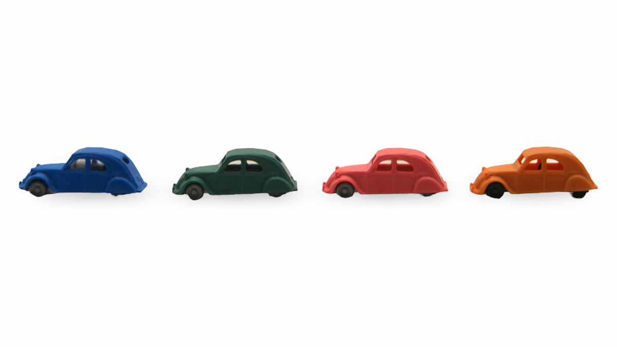 Citroën 2CV Ente 4er Set Spur N 1:160 blau grün rot orange – Hersteller unbekannt