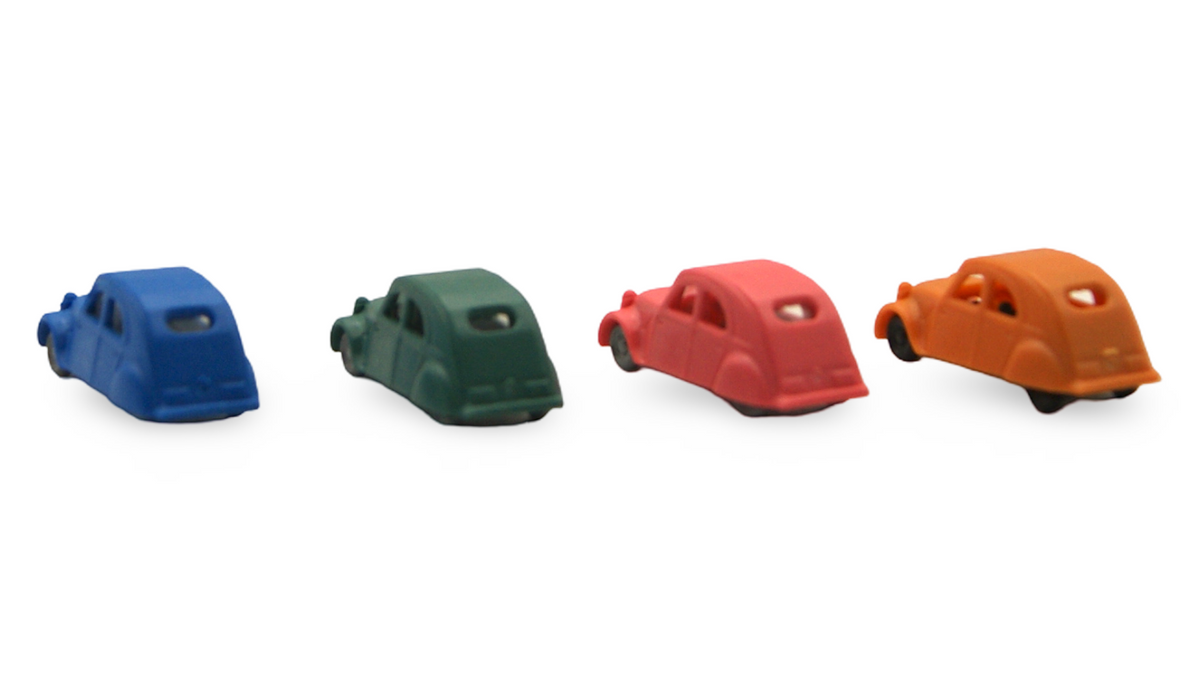 Citroën 2CV Ente 4er Set Spur N 1:160 blau grün rot orange – Hersteller unbekannt