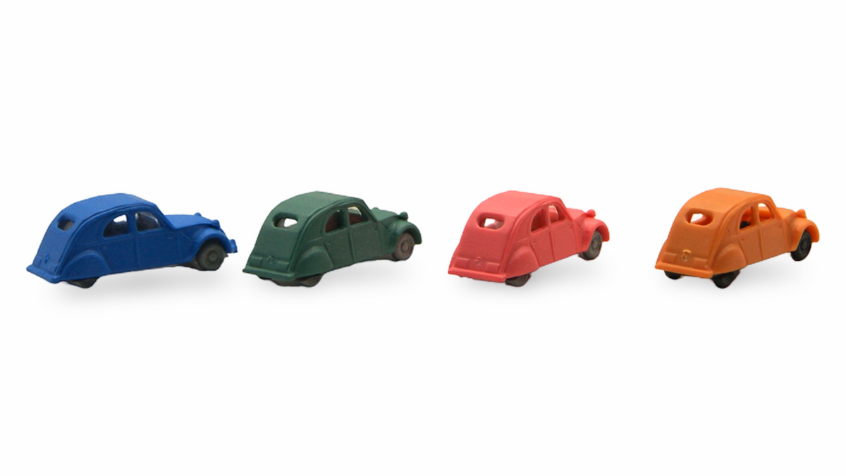 Citroën 2CV Ente 4er Set Spur N 1:160 blau grün rot orange – Hersteller unbekannt
