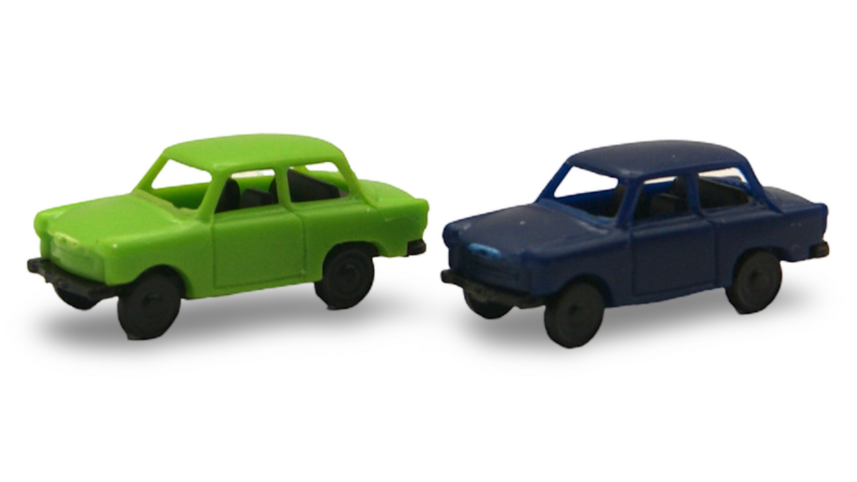 Trabant 601 2er Set Spur N 1:160 grün & blau – Hersteller unbekannt