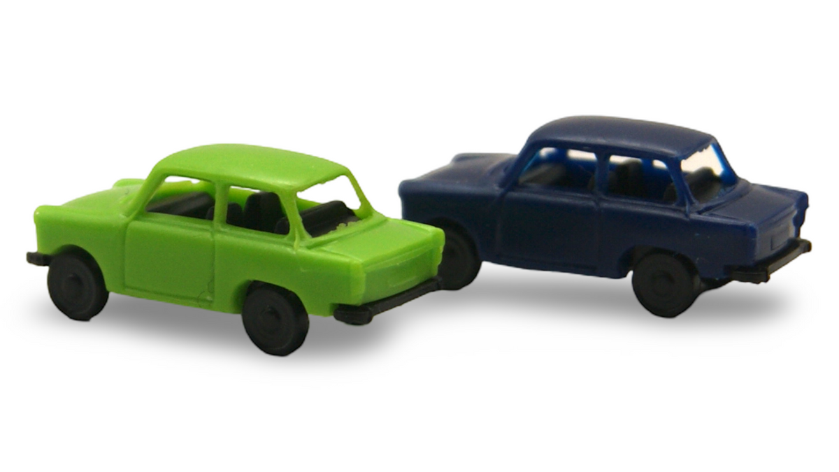 Trabant 601 2er Set Spur N 1:160 grün & blau – Hersteller unbekannt