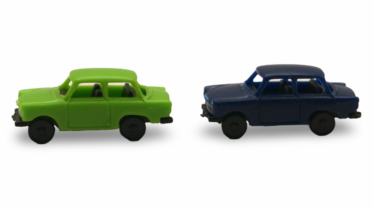 Trabant 601 2er Set Spur N 1:160 grün & blau – Hersteller unbekannt