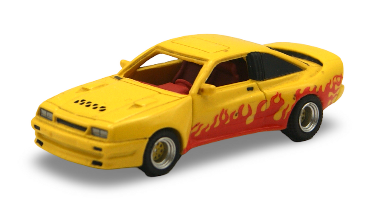 BoS Opel Manta B Mattig 1991 1:87 H0 gelb Flammendekor